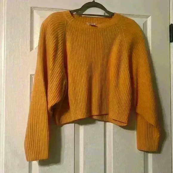 Vintage Moda Intel cropped yellow shirt with removable shoulder pads Size Medium - Picture 1 of 5